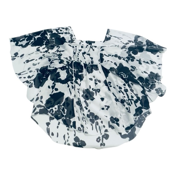 INC International Concepts WHITE BLACK BLOUSE TOP FLORAL SZ 6 - Picture 8 of 11